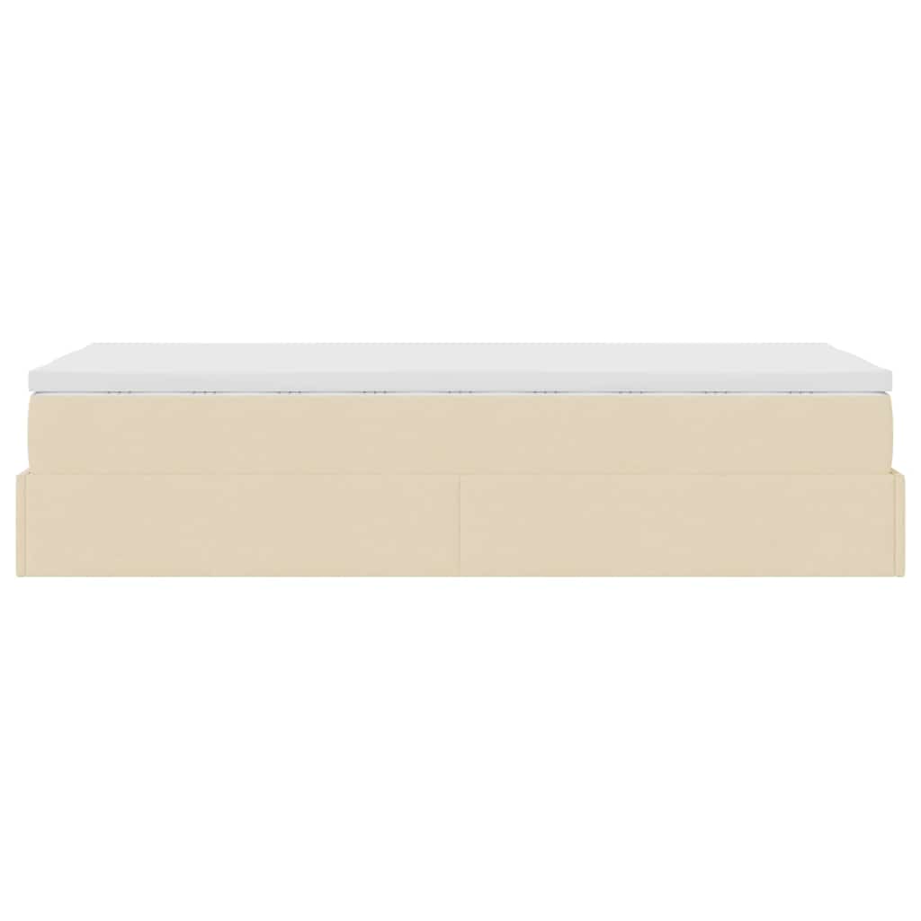 vidaXL Οθωμανικό κρεβάτι με στρώμα Cream 90x190cm ύφασμα