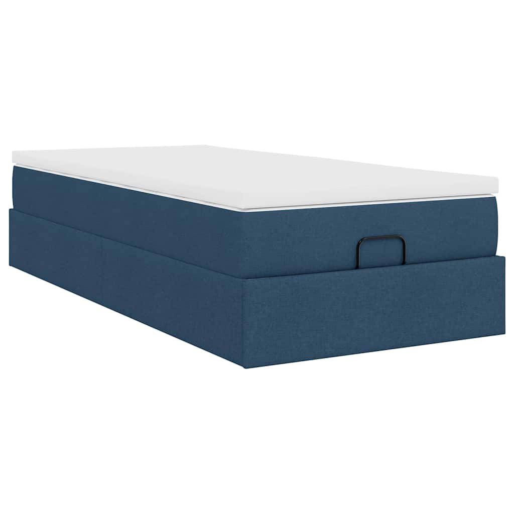 vidaXL Οθωμανικό κρεβάτι με στρώμα μπλε 90x190cm ύφασμα