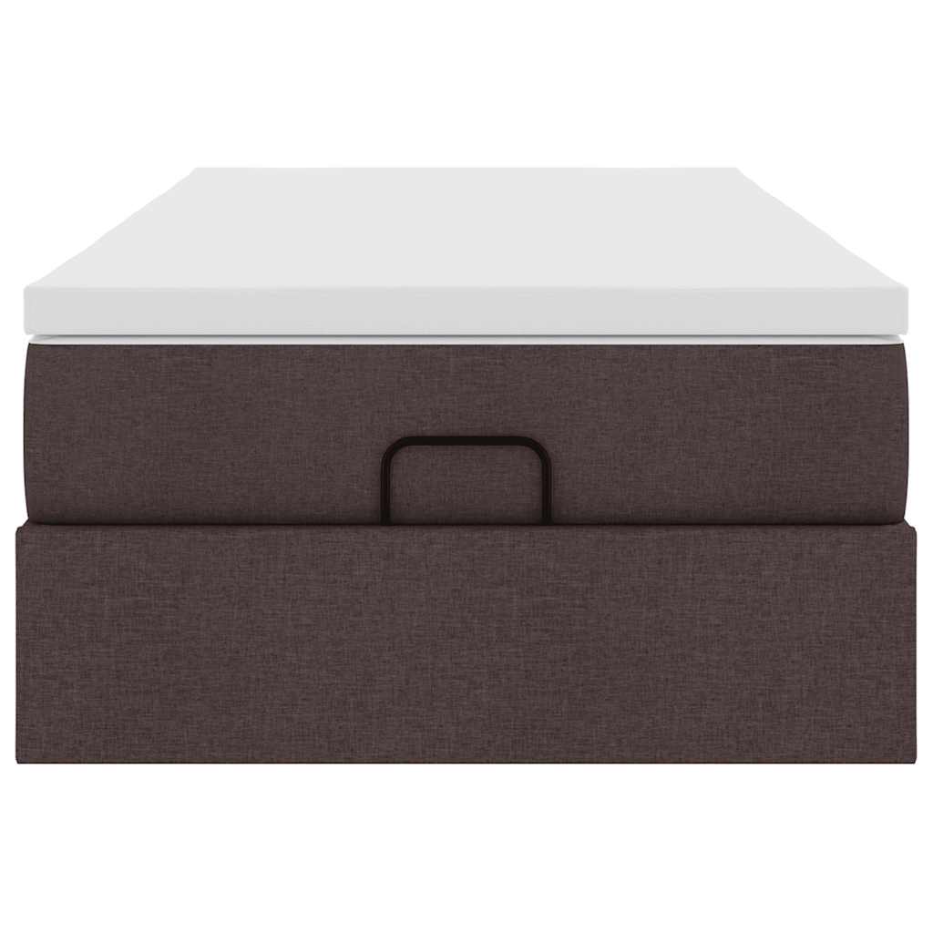 vidaXL Οθωμανικό κρεβάτι με στρώμα σκούρο καφέ 90x200cm ύφασμα