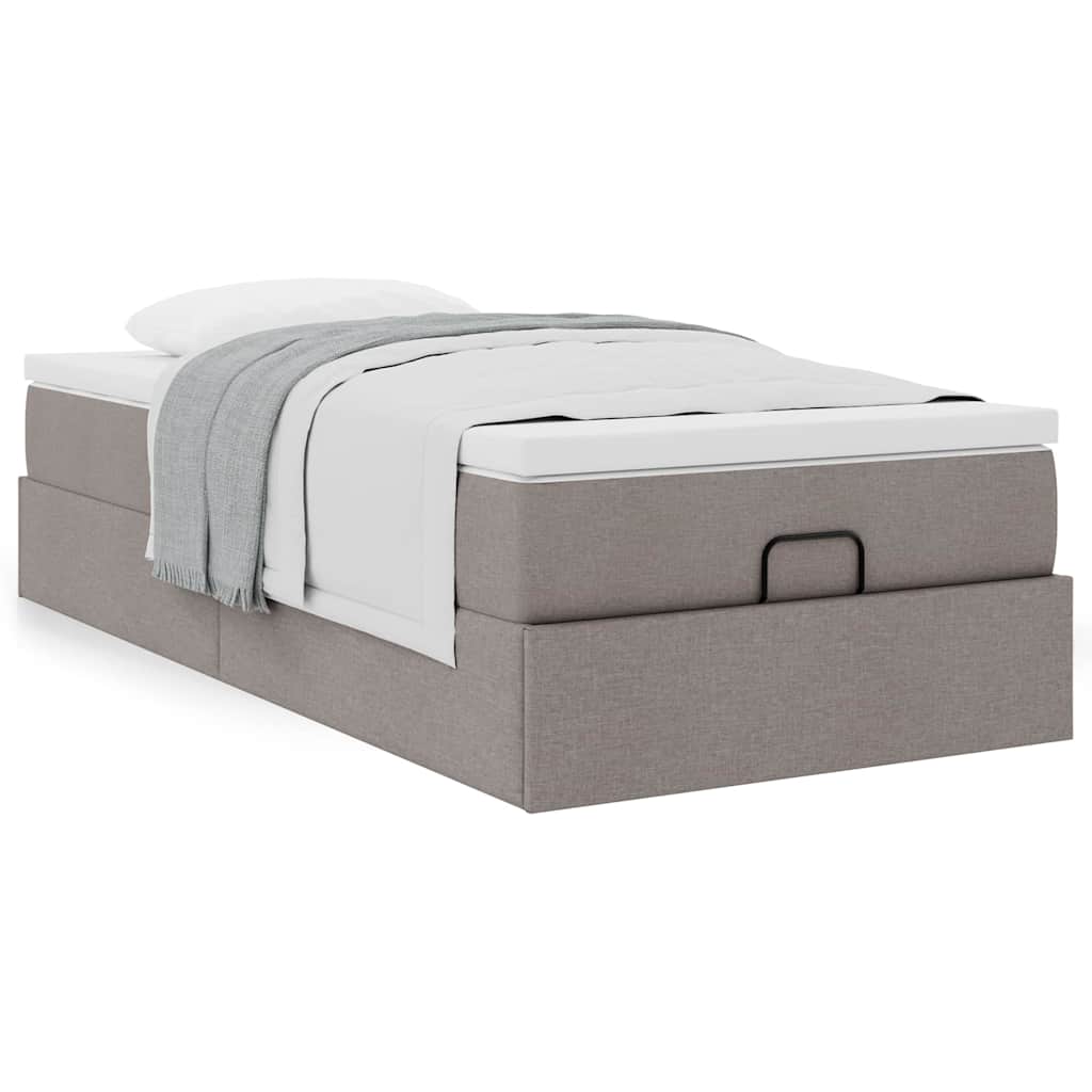 vidaXL Οθωμανικό κρεβάτι με στρώμα Taupe 90x200cm ύφασμα
