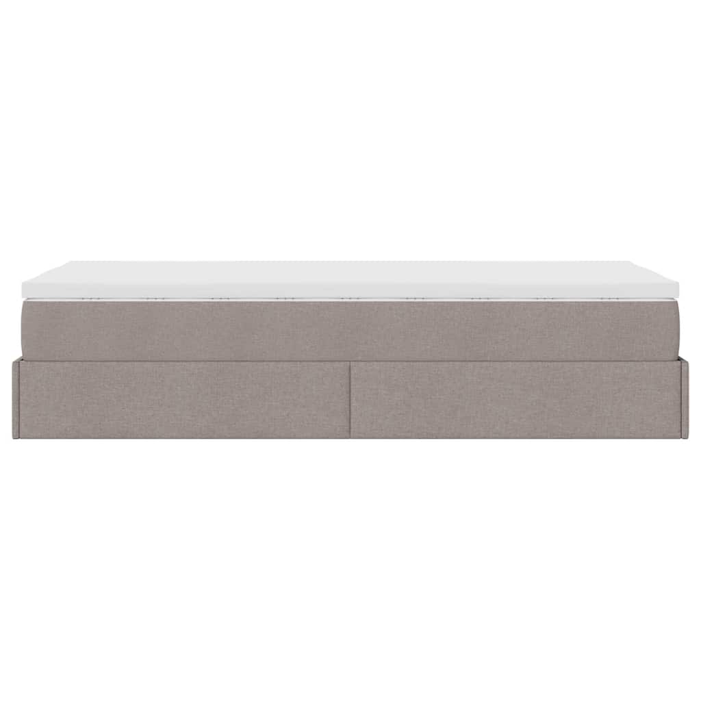vidaXL Οθωμανικό κρεβάτι με στρώμα Taupe 90x200cm ύφασμα