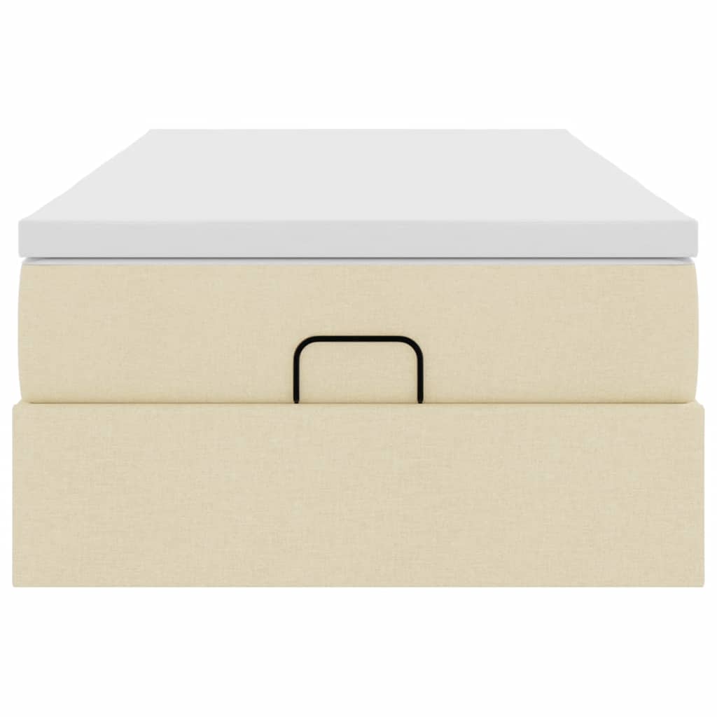vidaXL Οθωμανικό κρεβάτι με στρώμα Cream 90x200cm ύφασμα