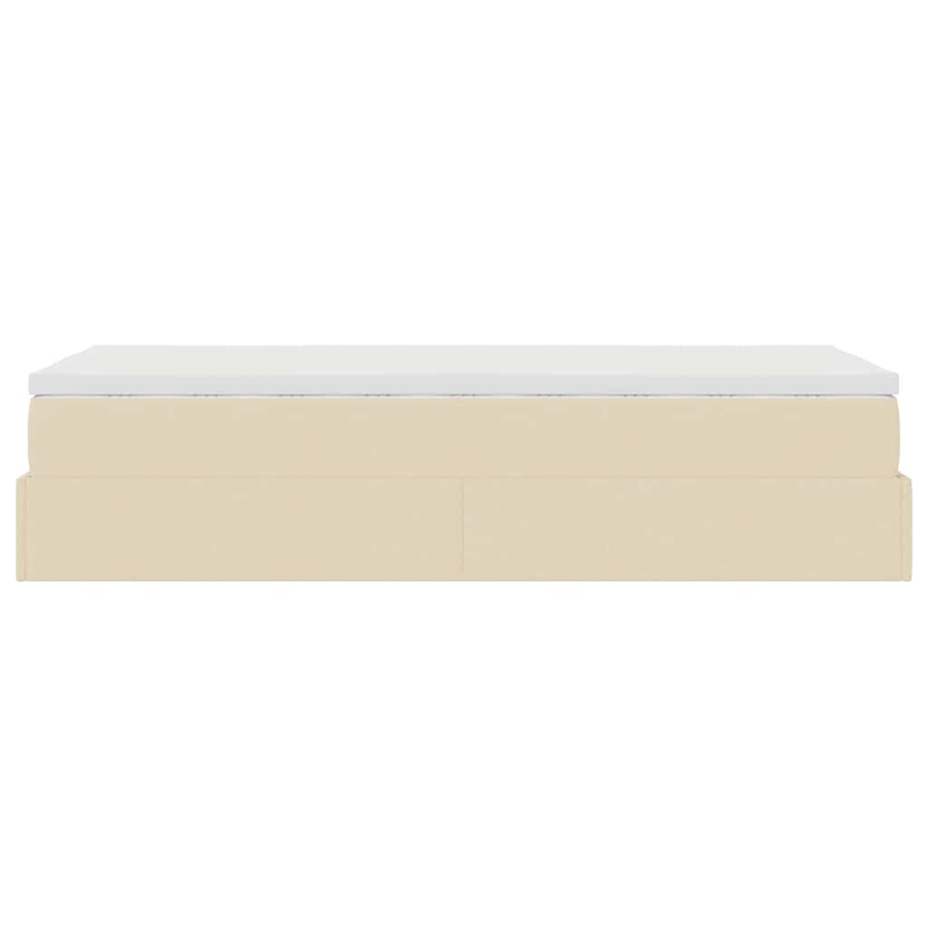 vidaXL Οθωμανικό κρεβάτι με στρώμα Cream 90x200cm ύφασμα