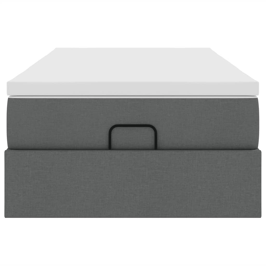 vidaXL Οθωμανικό κρεβάτι με στρώμα σκούρο γκρι 100x200cm ύφασμα