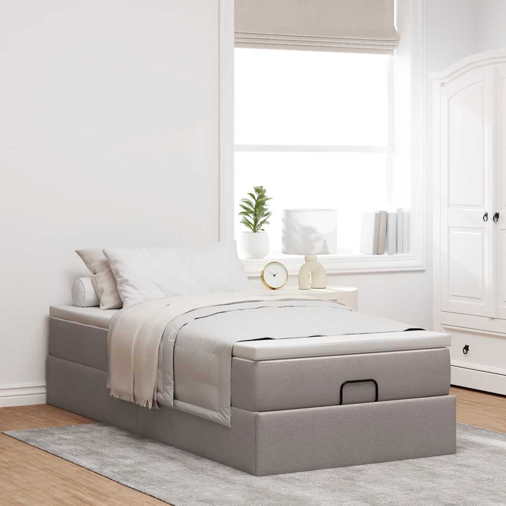 vidaXL Οθωμανικό κρεβάτι με στρώμα Taupe 100x200cm ύφασμα