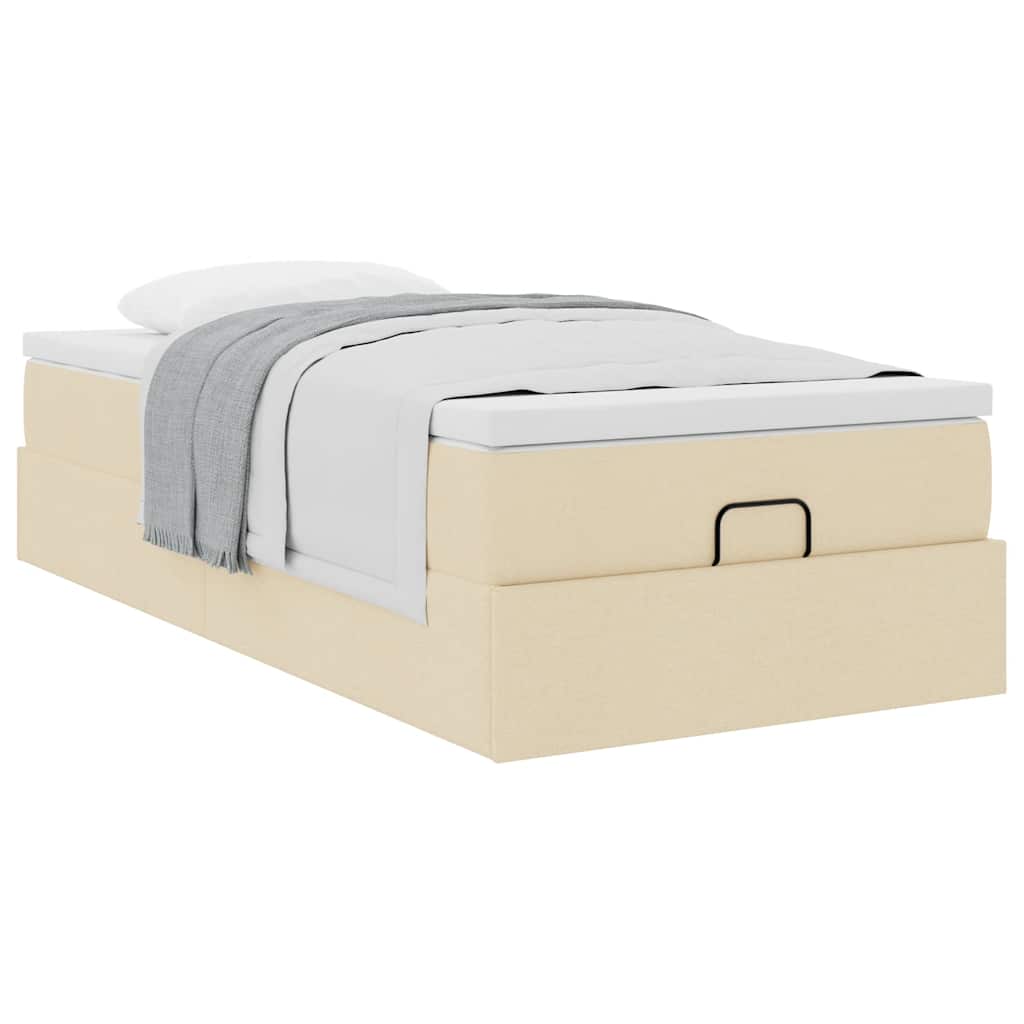 vidaXL Οθωμανικό κρεβάτι με στρώμα Cream 100x200cm ύφασμα