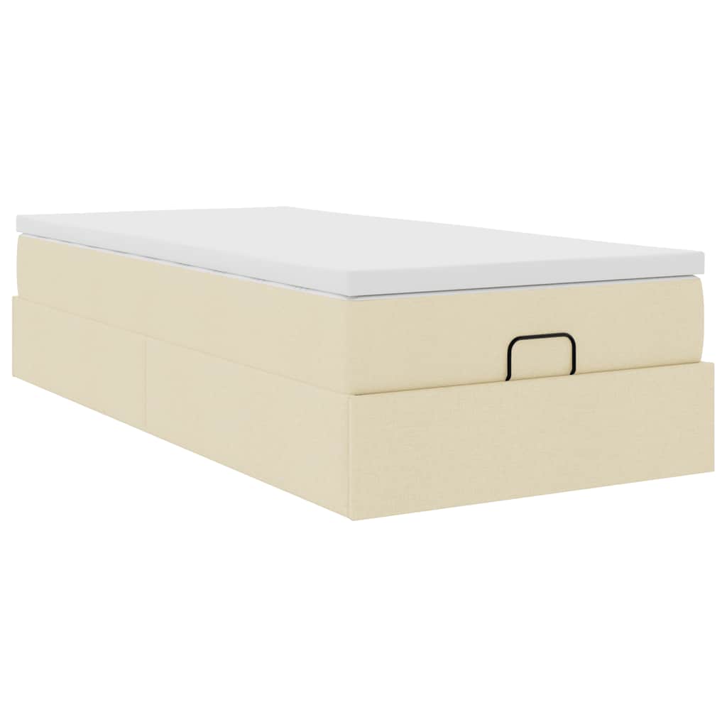 vidaXL Οθωμανικό κρεβάτι με στρώμα Cream 100x200cm ύφασμα