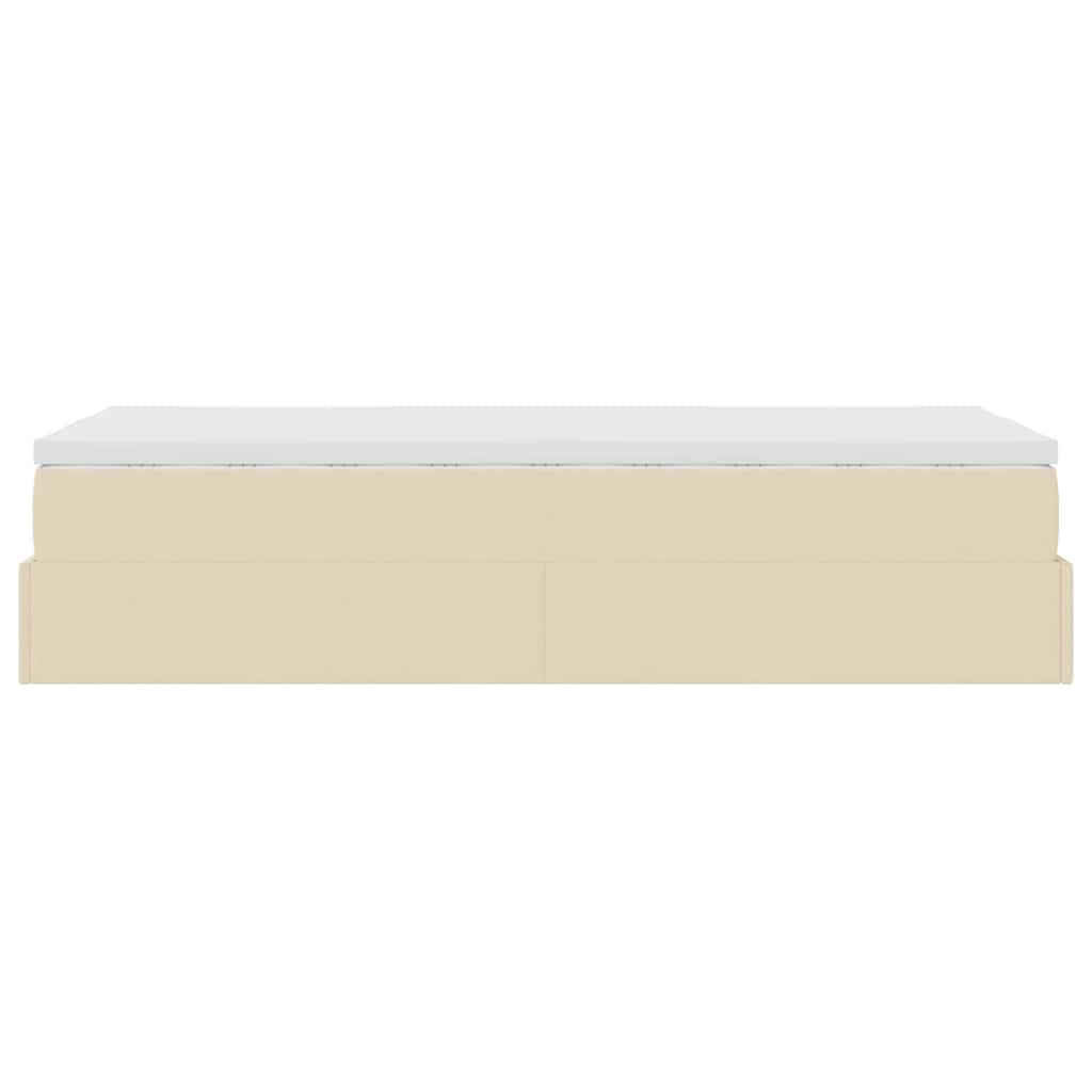 vidaXL Οθωμανικό κρεβάτι με στρώμα Cream 100x200cm ύφασμα