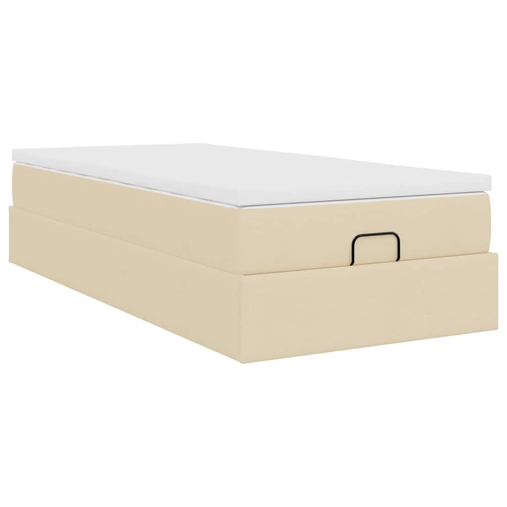vidaXL Οθωμανικό κρεβάτι με στρώμα Cream 100x200cm ύφασμα