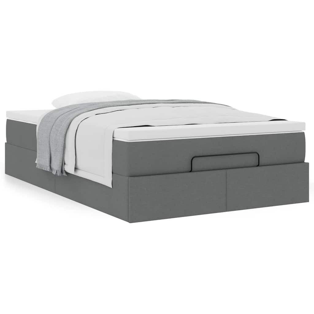 vidaXL Οθωμανικό κρεβάτι με στρώμα Σκούρο γκρι 120x190 cm Ύφασμα