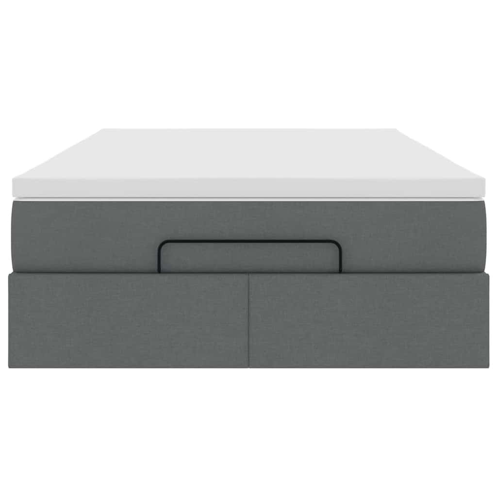 vidaXL Οθωμανικό κρεβάτι με στρώμα Σκούρο γκρι 120x190 cm Ύφασμα
