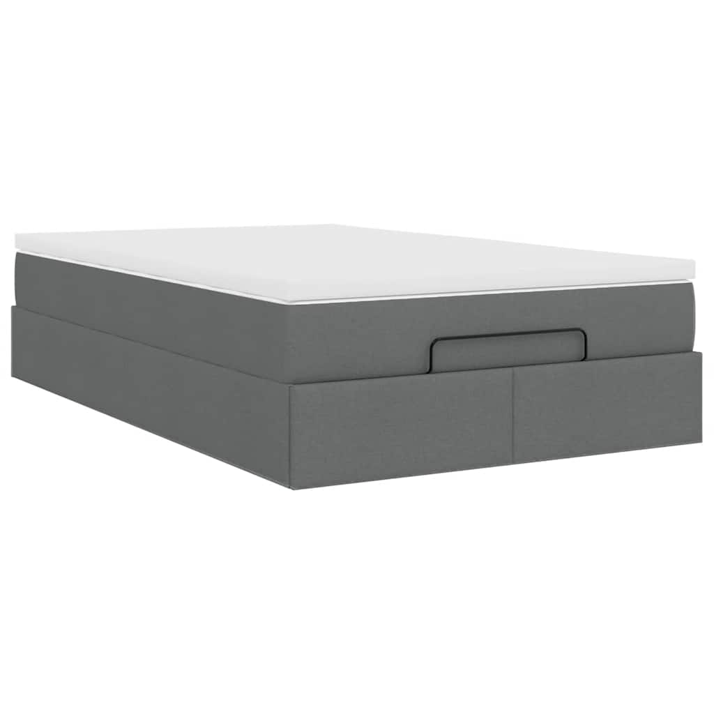 vidaXL Οθωμανικό κρεβάτι με στρώμα Σκούρο γκρι 120x190 cm Ύφασμα