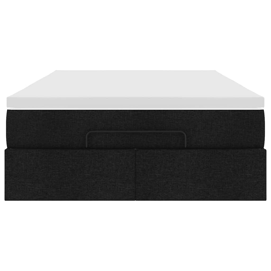 vidaXL Οθωμανικό κρεβάτι με στρώμα Μαύρο 120x190 cm Ύφασμα