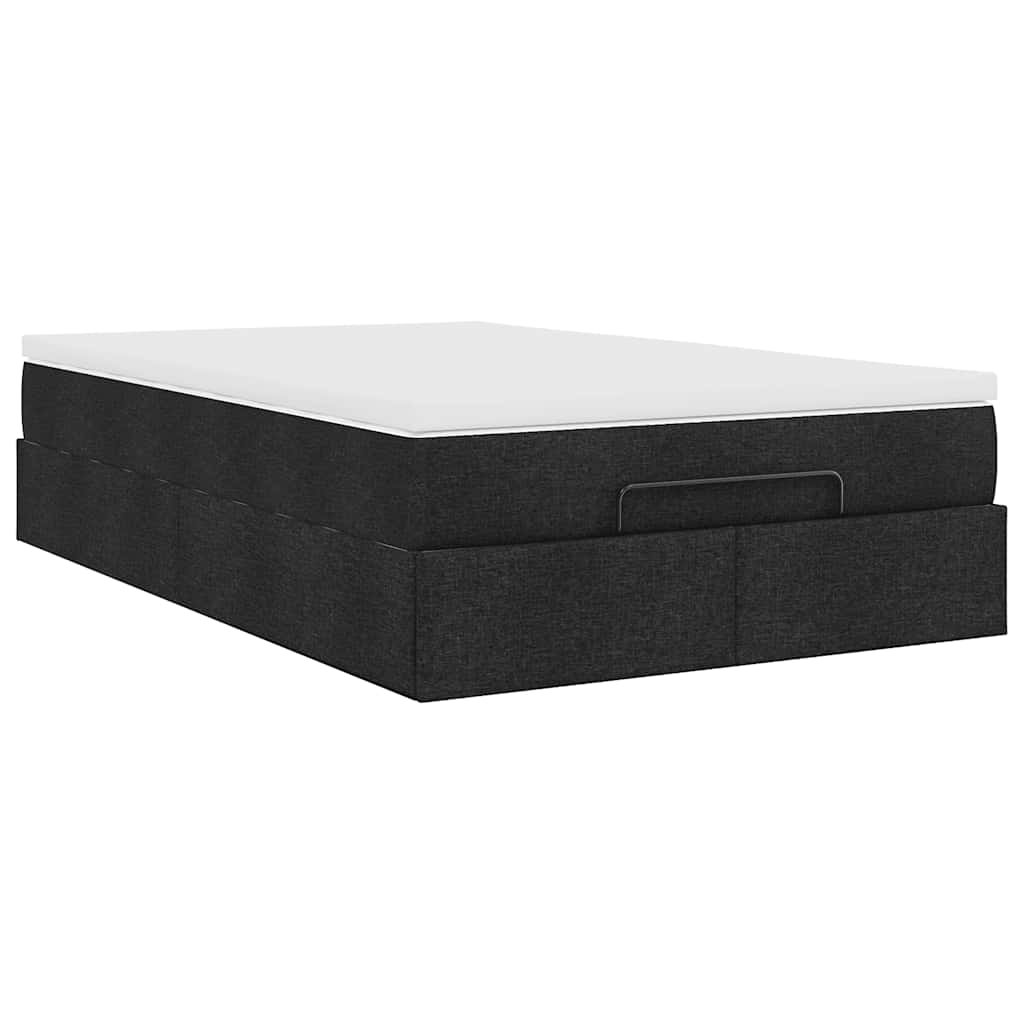 vidaXL Οθωμανικό κρεβάτι με στρώμα Μαύρο 120x190 cm Ύφασμα