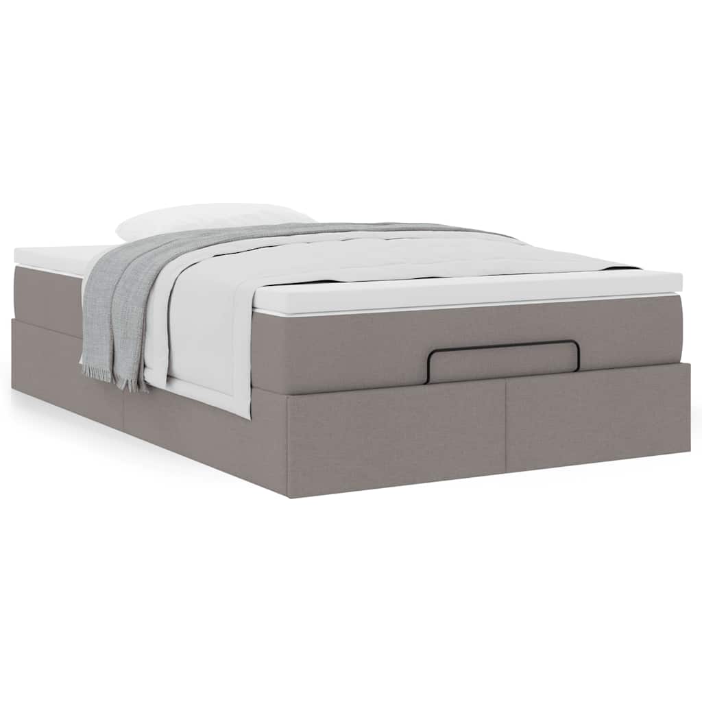 vidaXL Οθωμανικό κρεβάτι με στρώμα Taupe 120x190 cm Ύφασμα