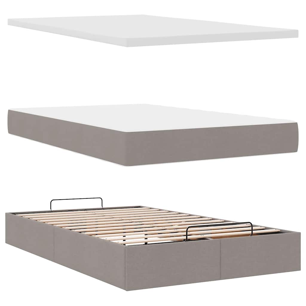 vidaXL Οθωμανικό κρεβάτι με στρώμα Taupe 120x190 cm Ύφασμα