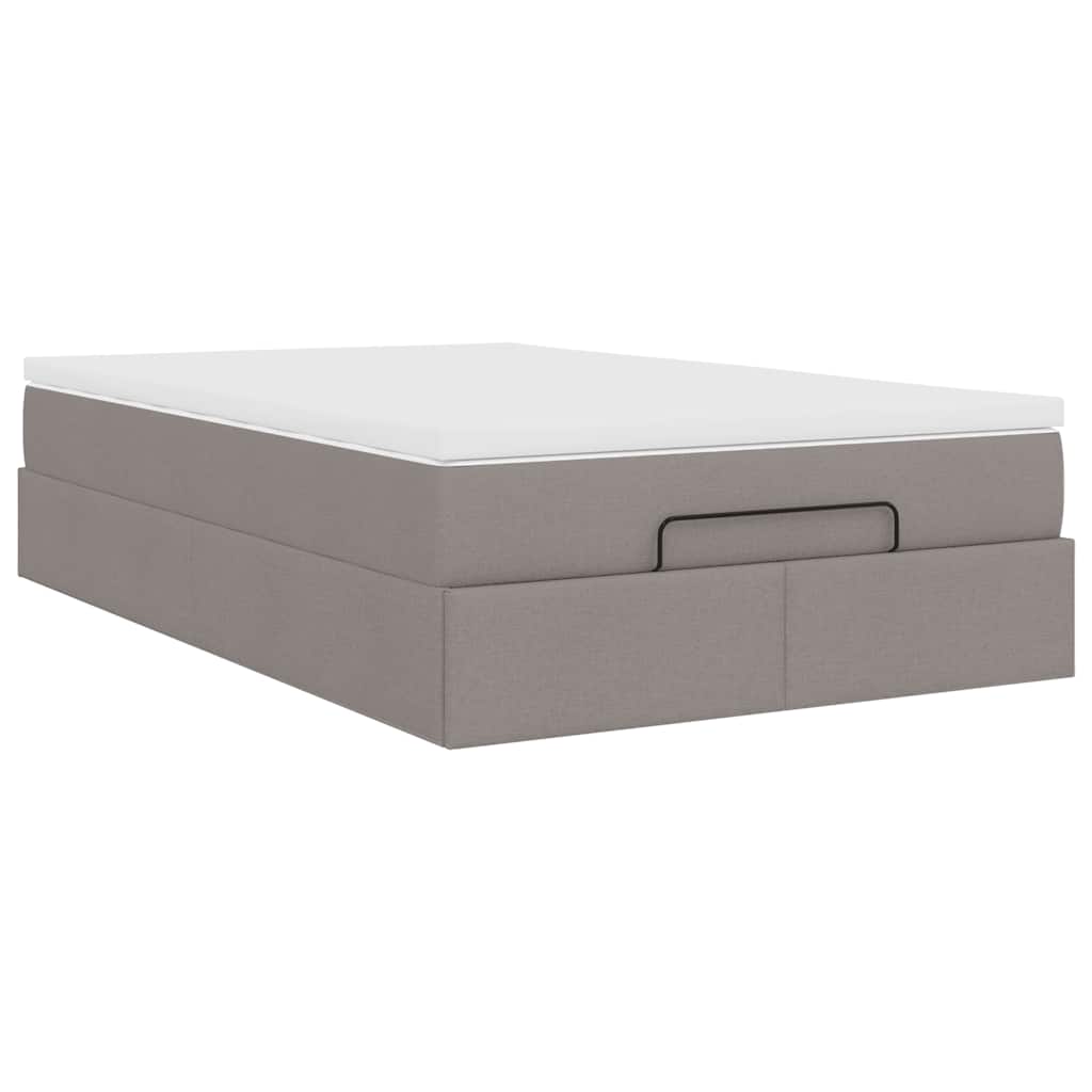 vidaXL Οθωμανικό κρεβάτι με στρώμα Taupe 120x190 cm Ύφασμα
