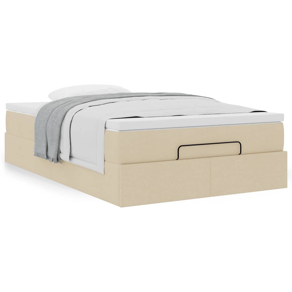 vidaXL Οθωμανικό κρεβάτι με στρώμα Creme 120x190 cm Ύφασμα