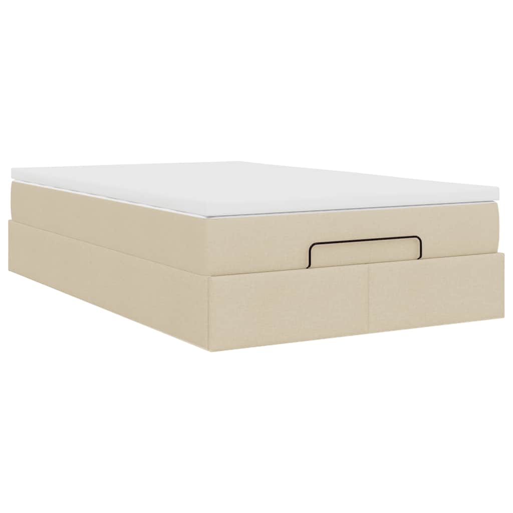 vidaXL Οθωμανικό κρεβάτι με στρώμα Creme 120x190 cm Ύφασμα