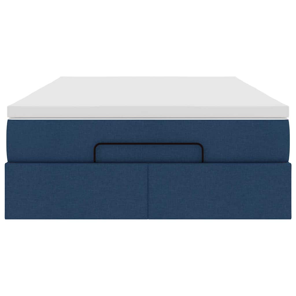 vidaXL Οθωμανικό κρεβάτι με στρώμα μπλε 120x190 cm ύφασμα