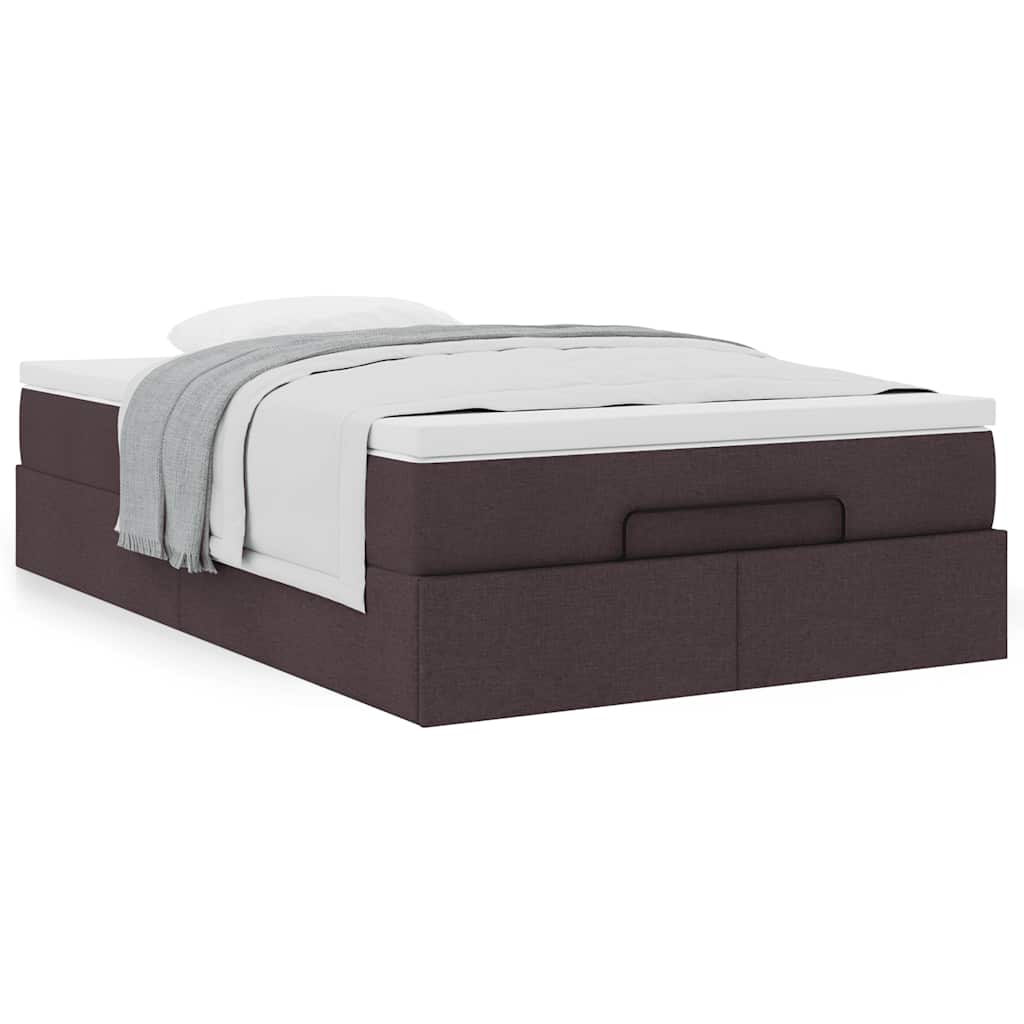 vidaXL Ottoman Κρεβάτι με Στρώμα Σκούρο Καφέ 120x200cm Ύφασμα