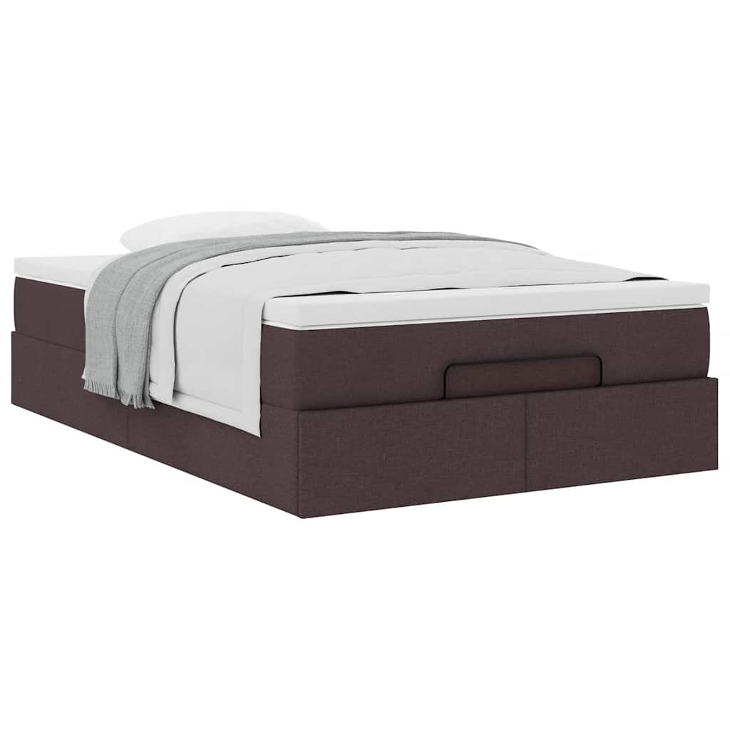 vidaXL Ottoman Κρεβάτι με Στρώμα Σκούρο Καφέ 120x200cm Ύφασμα