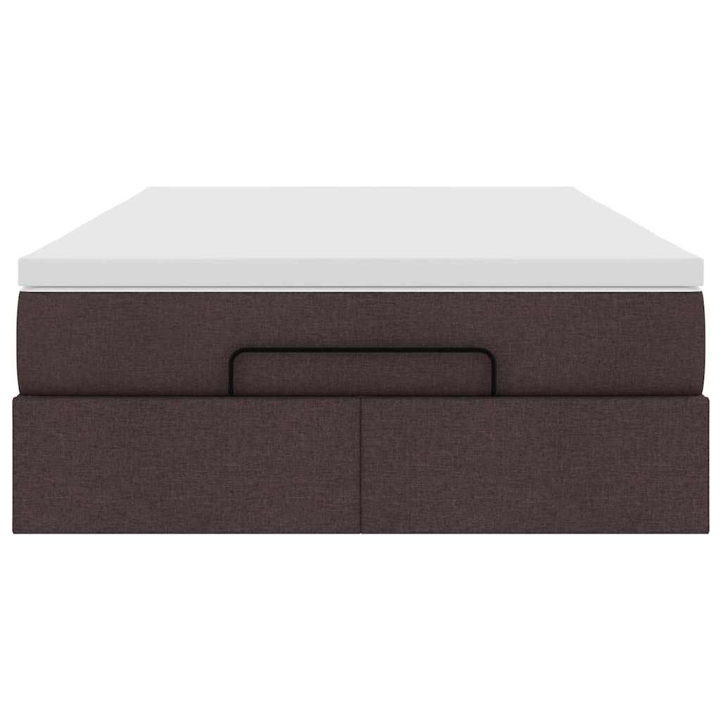 vidaXL Ottoman Κρεβάτι με Στρώμα Σκούρο Καφέ 120x200cm Ύφασμα