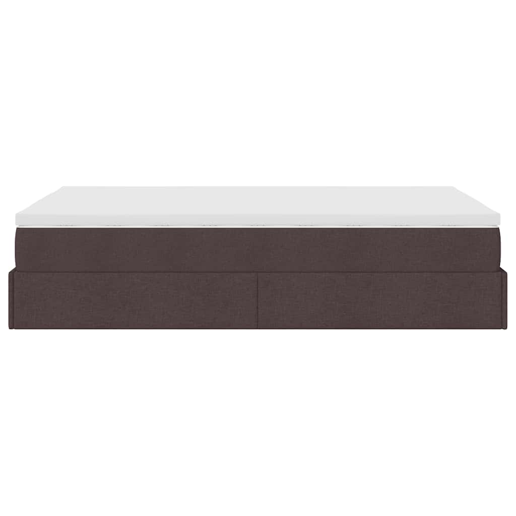 vidaXL Ottoman Κρεβάτι με Στρώμα Σκούρο Καφέ 120x200cm Ύφασμα