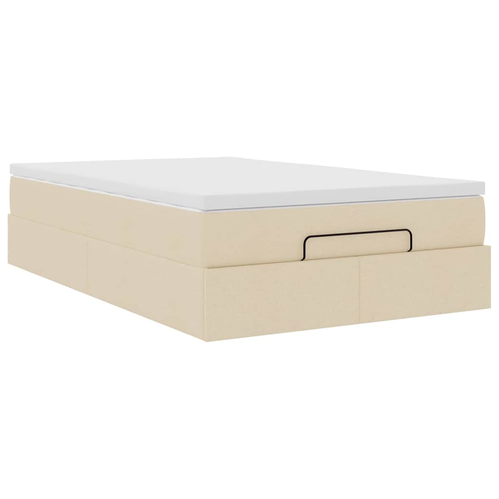 vidaXL Οθωμανικό κρεβάτι με στρώμα Cream 120x200cm ύφασμα