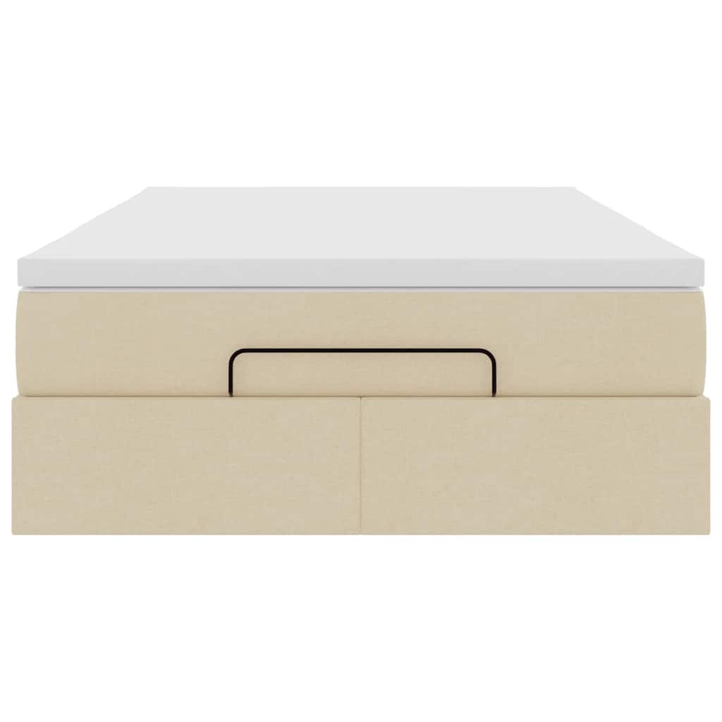 vidaXL Οθωμανικό κρεβάτι με στρώμα Cream 120x200cm ύφασμα