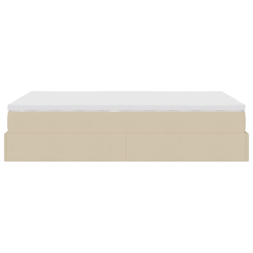 vidaXL Οθωμανικό κρεβάτι με στρώμα Cream 120x200cm ύφασμα