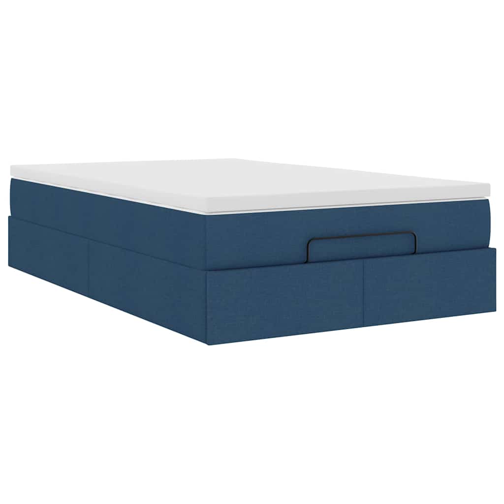 vidaXL Οθωμανικό κρεβάτι με στρώμα μπλε 120x200cm ύφασμα