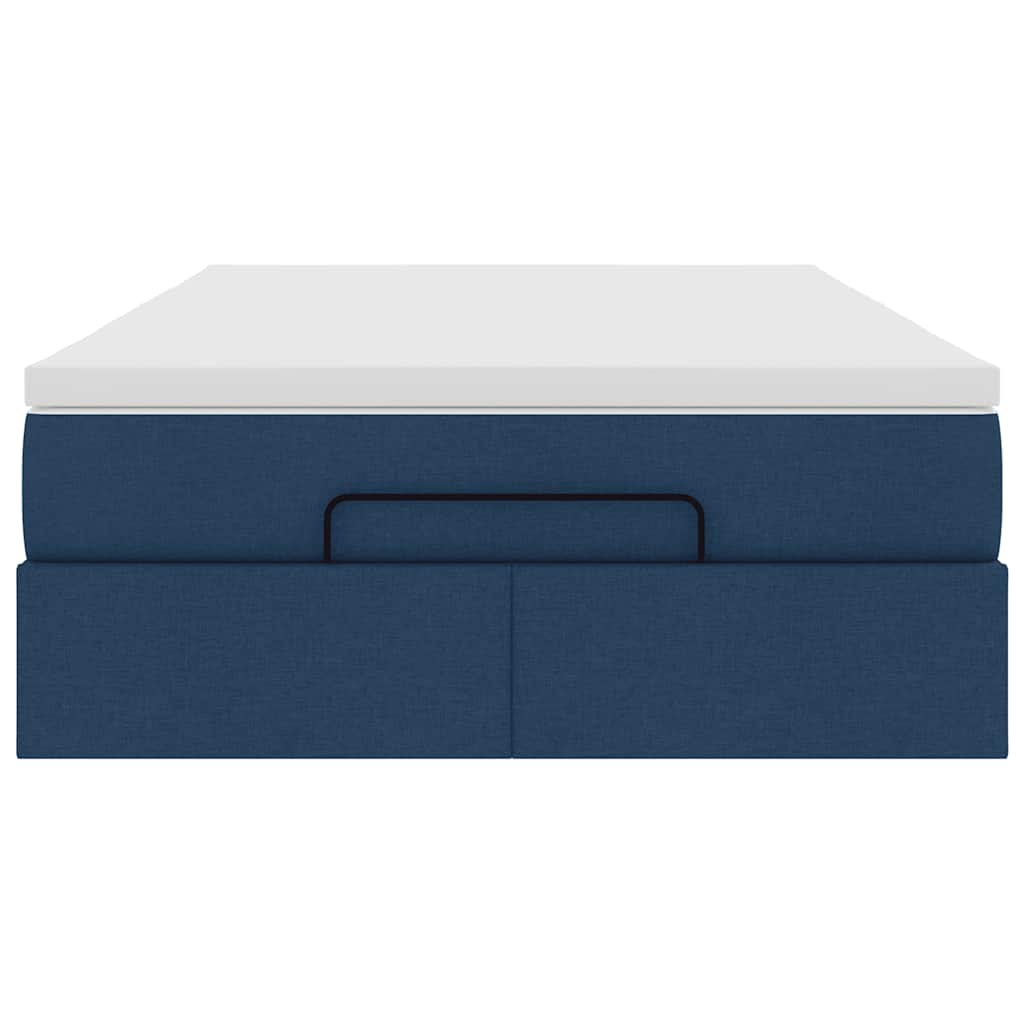 vidaXL Οθωμανικό κρεβάτι με στρώμα μπλε 120x200cm ύφασμα