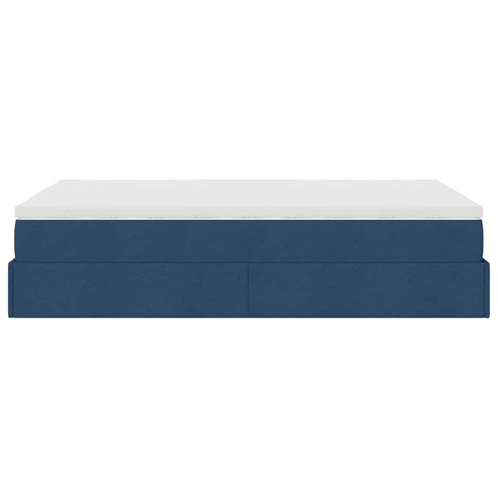 vidaXL Οθωμανικό κρεβάτι με στρώμα μπλε 120x200cm ύφασμα