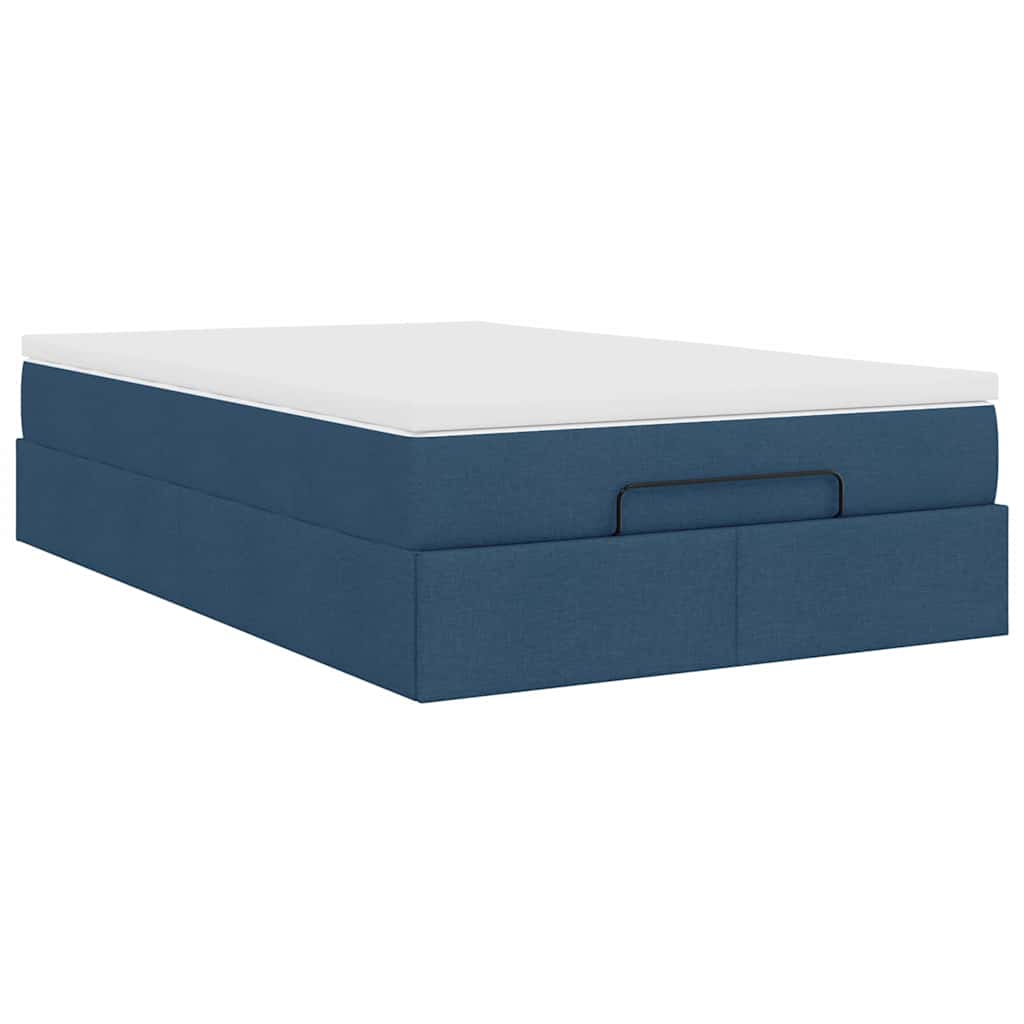 vidaXL Οθωμανικό κρεβάτι με στρώμα μπλε 120x200cm ύφασμα