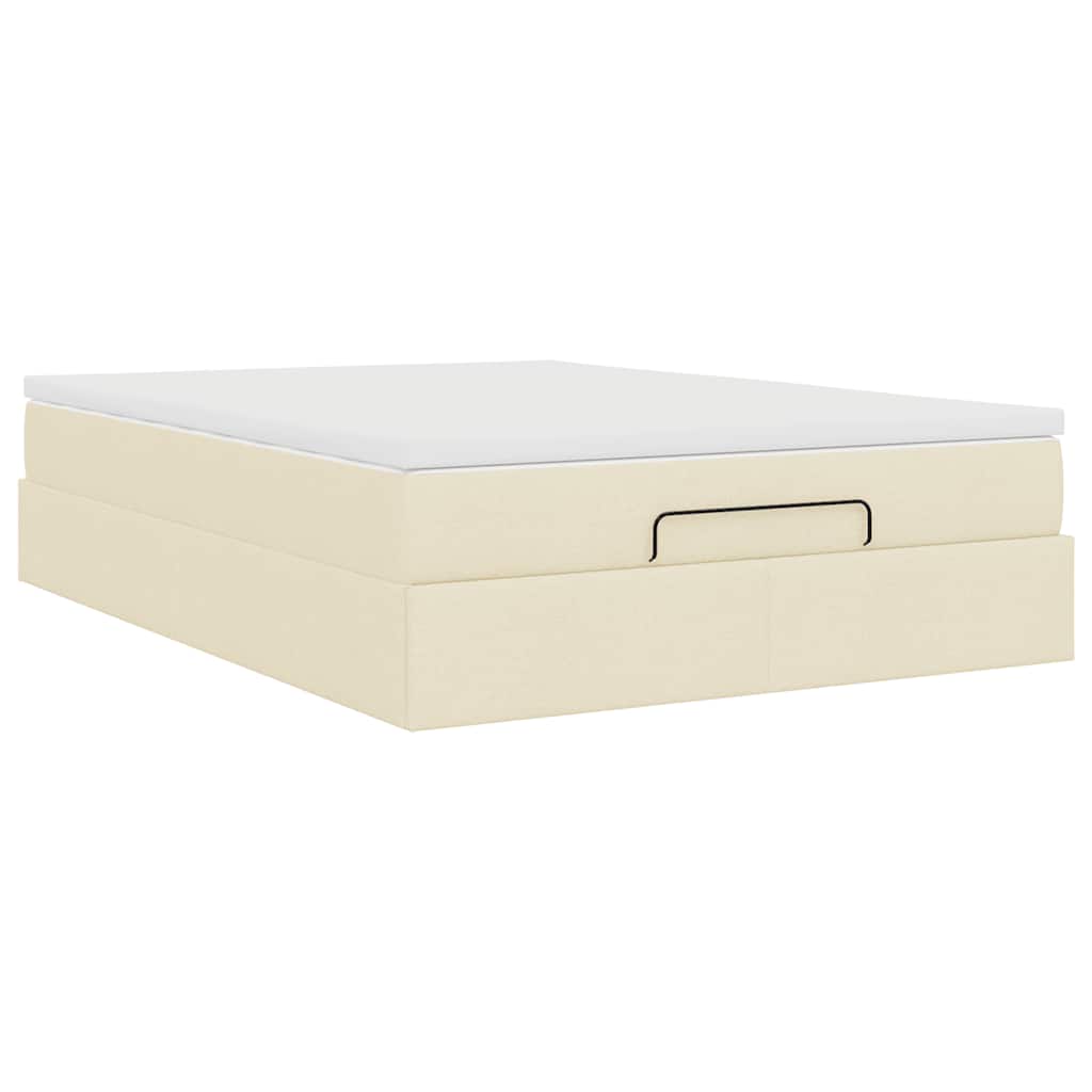 vidaXL Οθωμανικό κρεβάτι με στρώμα Cream 140x190cm ύφασμα