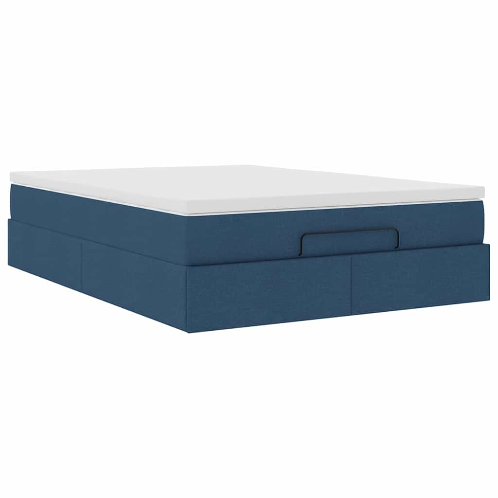 vidaXL Οθωμανικό κρεβάτι με στρώμα μπλε 140x190cm ύφασμα