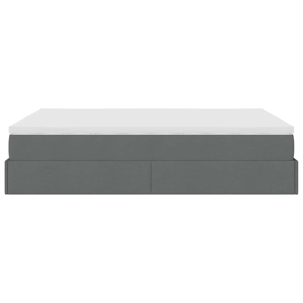 vidaXL Οθωμανικό κρεβάτι με στρώμα Σκούρο γκρι 140x200cm ύφασμα