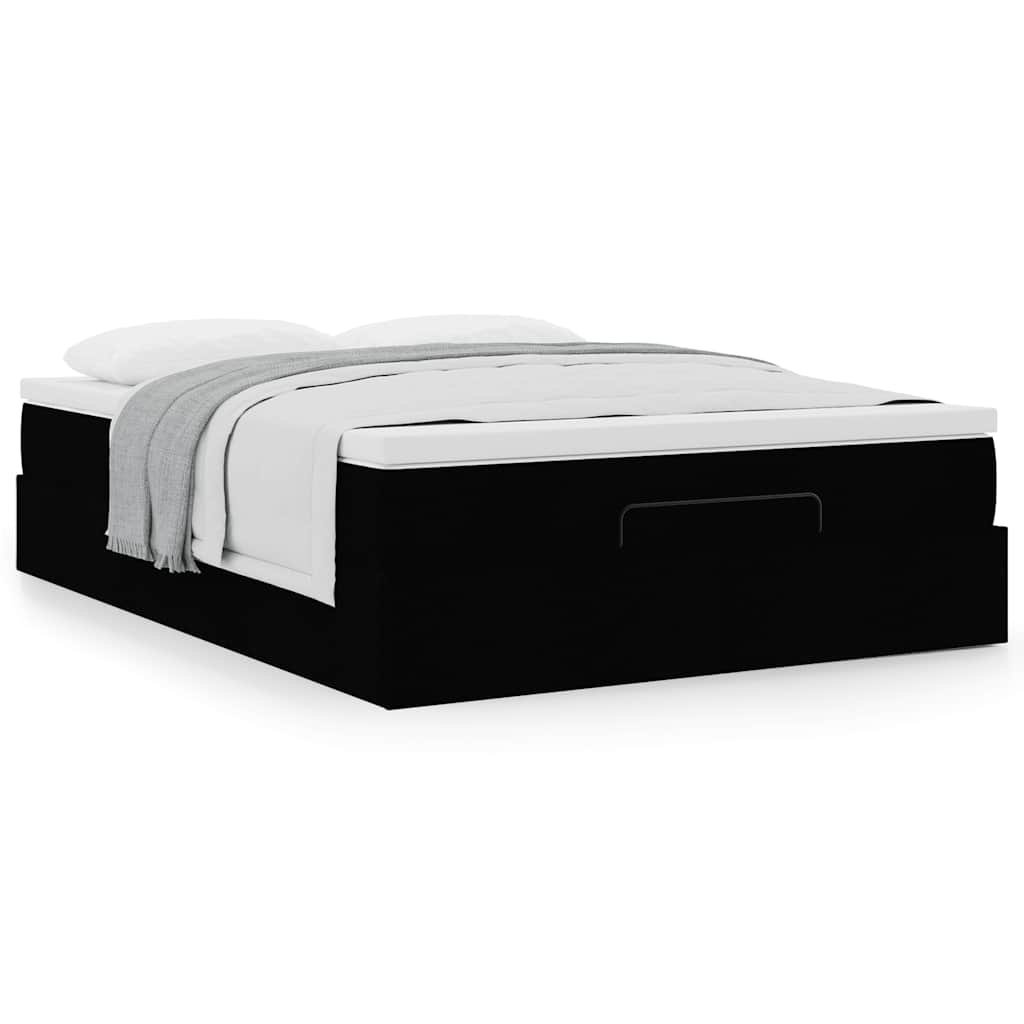 vidaXL Οθωμανικό κρεβάτι με στρώμα Μαύρο 140x200cm Ύφασμα