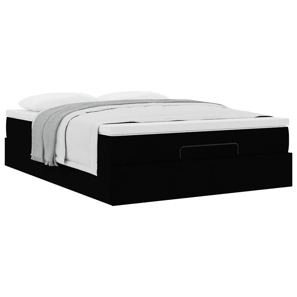 vidaXL Οθωμανικό κρεβάτι με στρώμα Μαύρο 140x200cm Ύφασμα