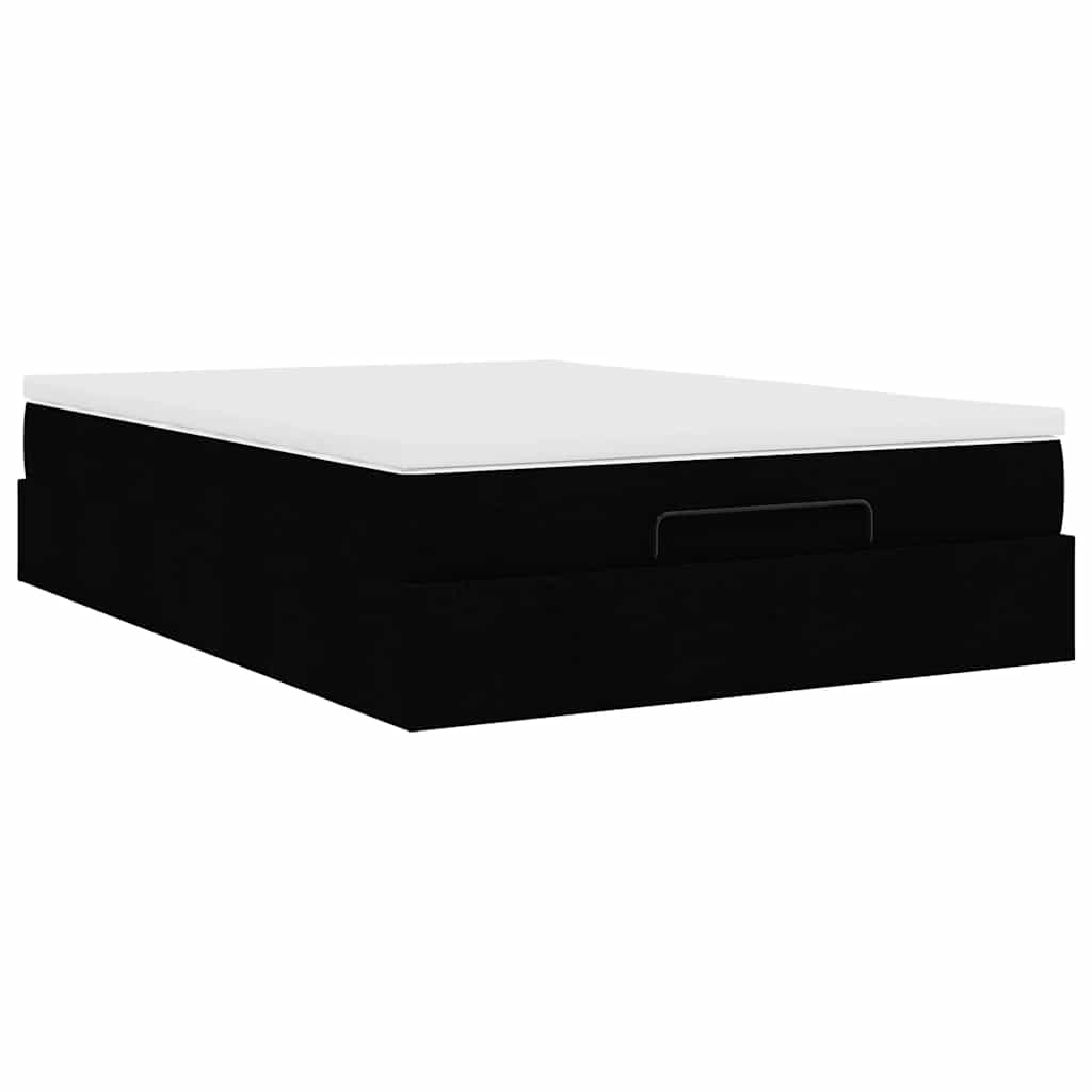 vidaXL Οθωμανικό κρεβάτι με στρώμα Μαύρο 140x200cm Ύφασμα