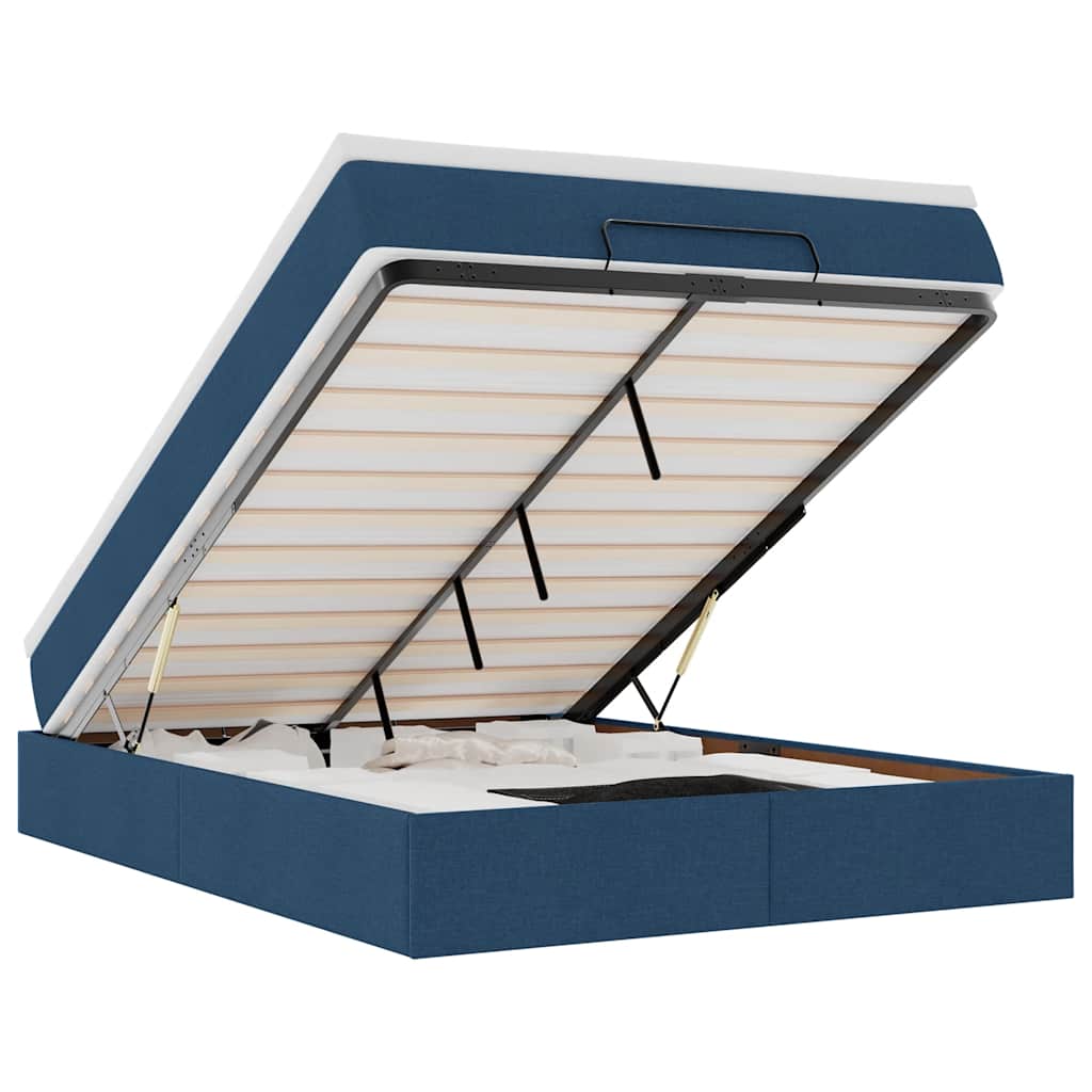 vidaXL Οθωμανικό κρεβάτι με στρώμα μπλε 140x200cm ύφασμα