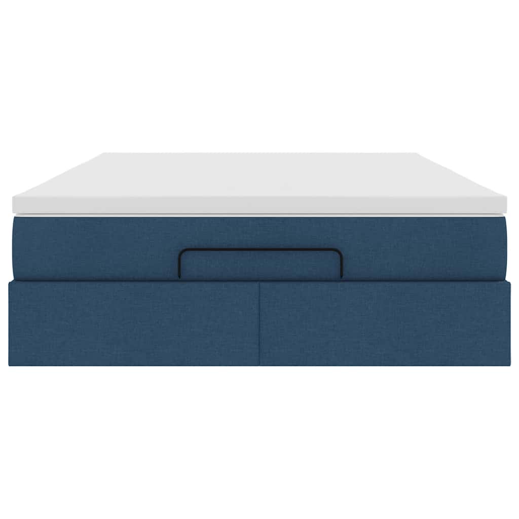 vidaXL Οθωμανικό κρεβάτι με στρώμα μπλε 140x200cm ύφασμα