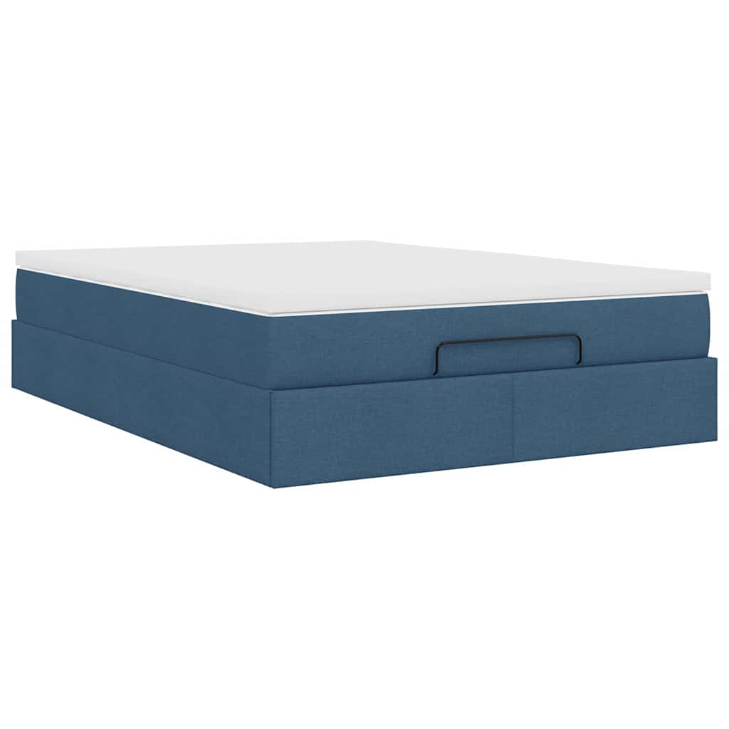 vidaXL Οθωμανικό κρεβάτι με στρώμα μπλε 140x200cm ύφασμα