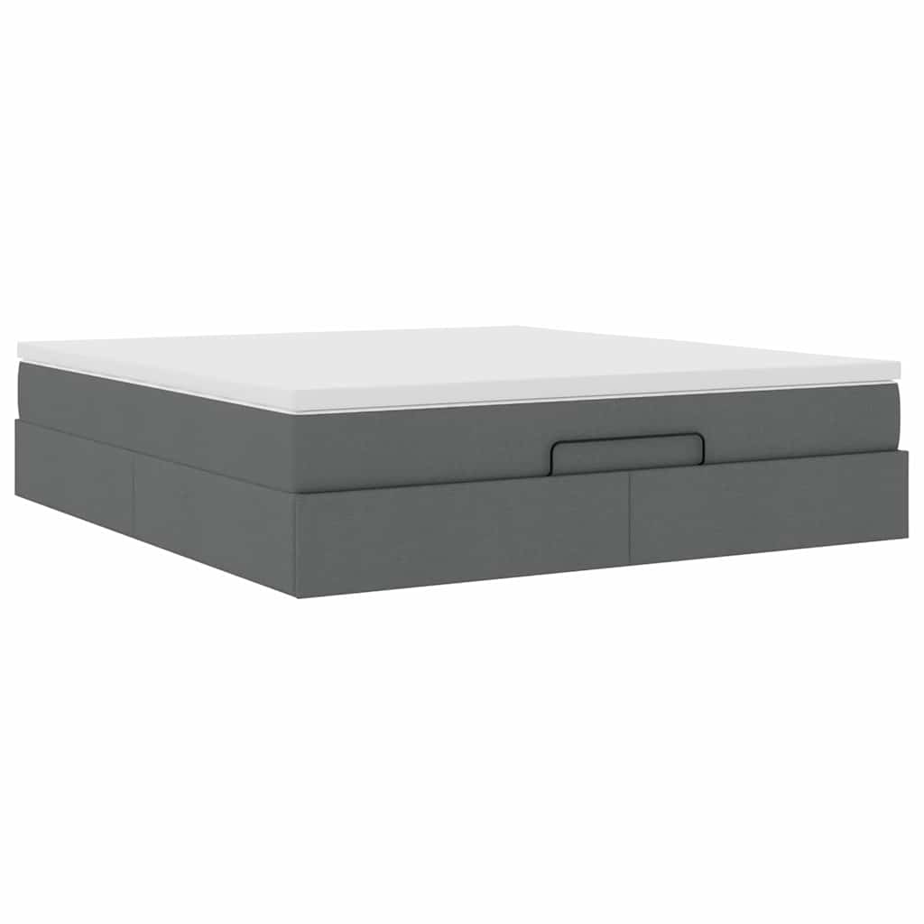 vidaXL Οθωμανικό κρεβάτι με στρώμα σκούρο γκρι 160x200cm ύφασμα
