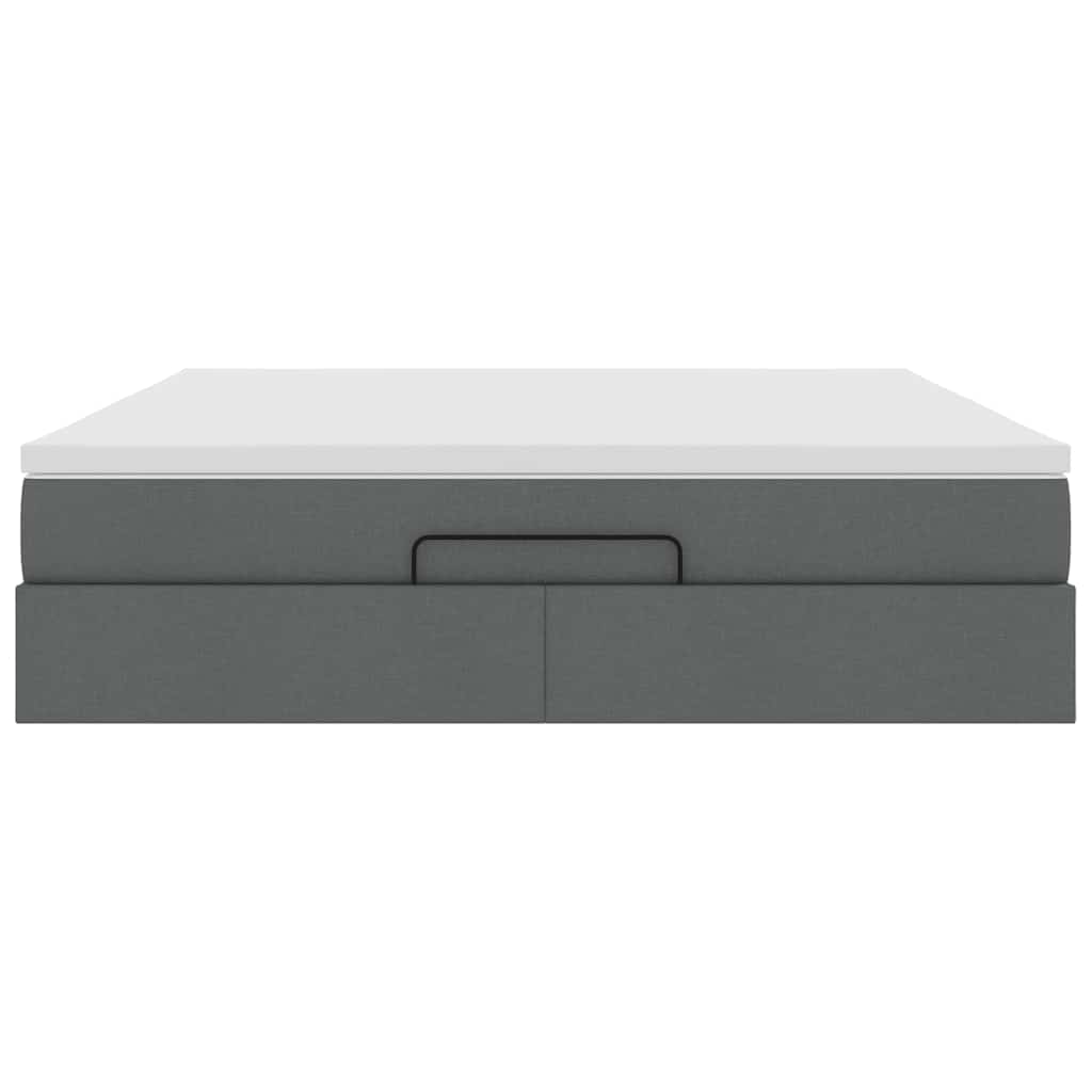 vidaXL Οθωμανικό κρεβάτι με στρώμα σκούρο γκρι 160x200cm ύφασμα