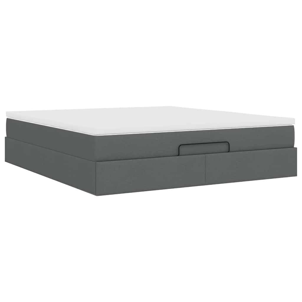 vidaXL Οθωμανικό κρεβάτι με στρώμα σκούρο γκρι 160x200cm ύφασμα
