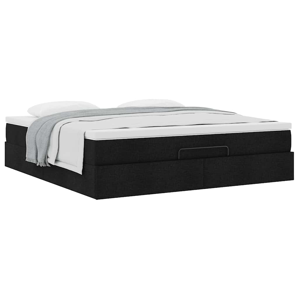 vidaXL Οθωμανικό κρεβάτι με στρώμα Μαύρο 160x200cm Ύφασμα