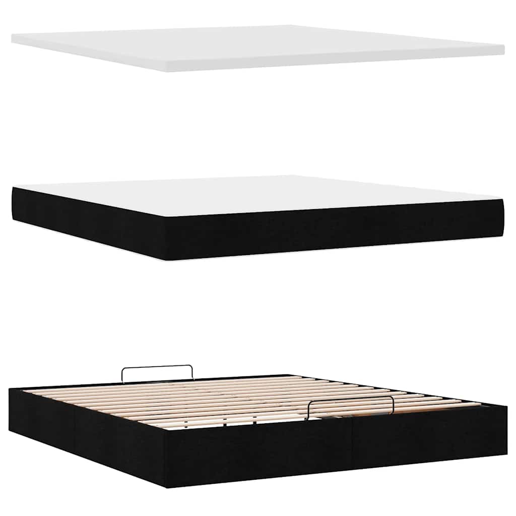 vidaXL Οθωμανικό κρεβάτι με στρώμα Μαύρο 160x200cm Ύφασμα