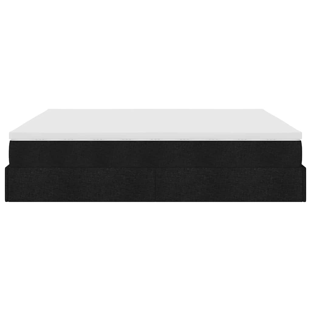 vidaXL Οθωμανικό κρεβάτι με στρώμα Μαύρο 160x200cm Ύφασμα
